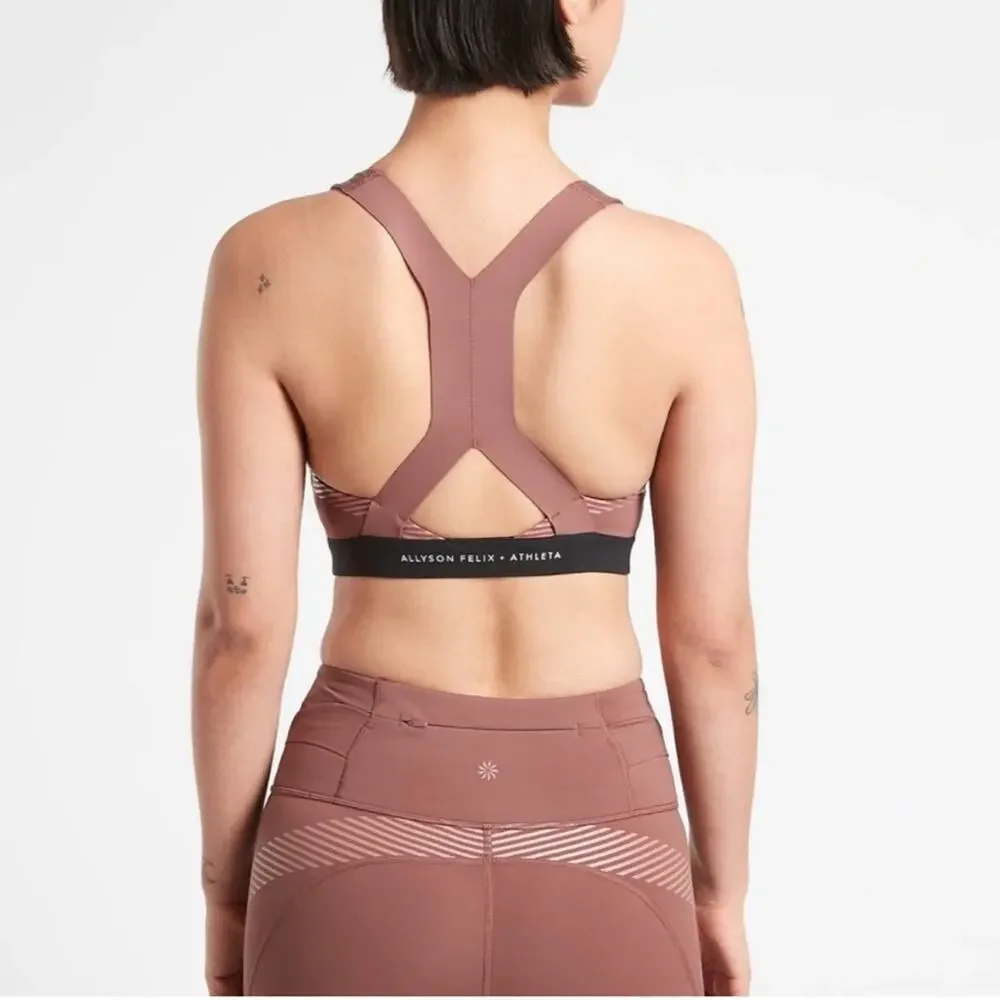 Athleta x Allyson Felix Ultimate Legend Bra D-DD brown rose pink black